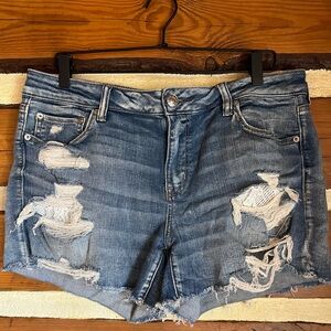 Next Level Stretch Denim Distressed Shorts Lace